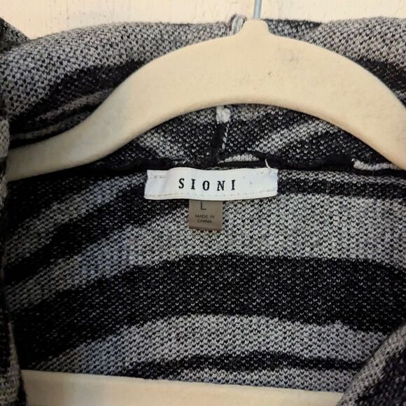 Sioni Zebra Print Cozy Open Front Hooded Cardigan Size L - Picture 2 of 4